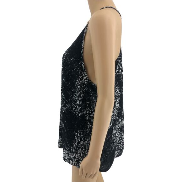 Trend Responsibly (L) USA Y2K Women Black White Floral Racerback Swing Cami Top - Picture 3 of 5